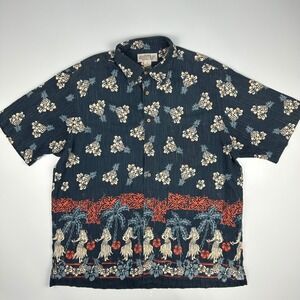 Roundtree & Yorke Authentic Outfitters Mens XL Cotton Hula Girl Pineapple Shirt